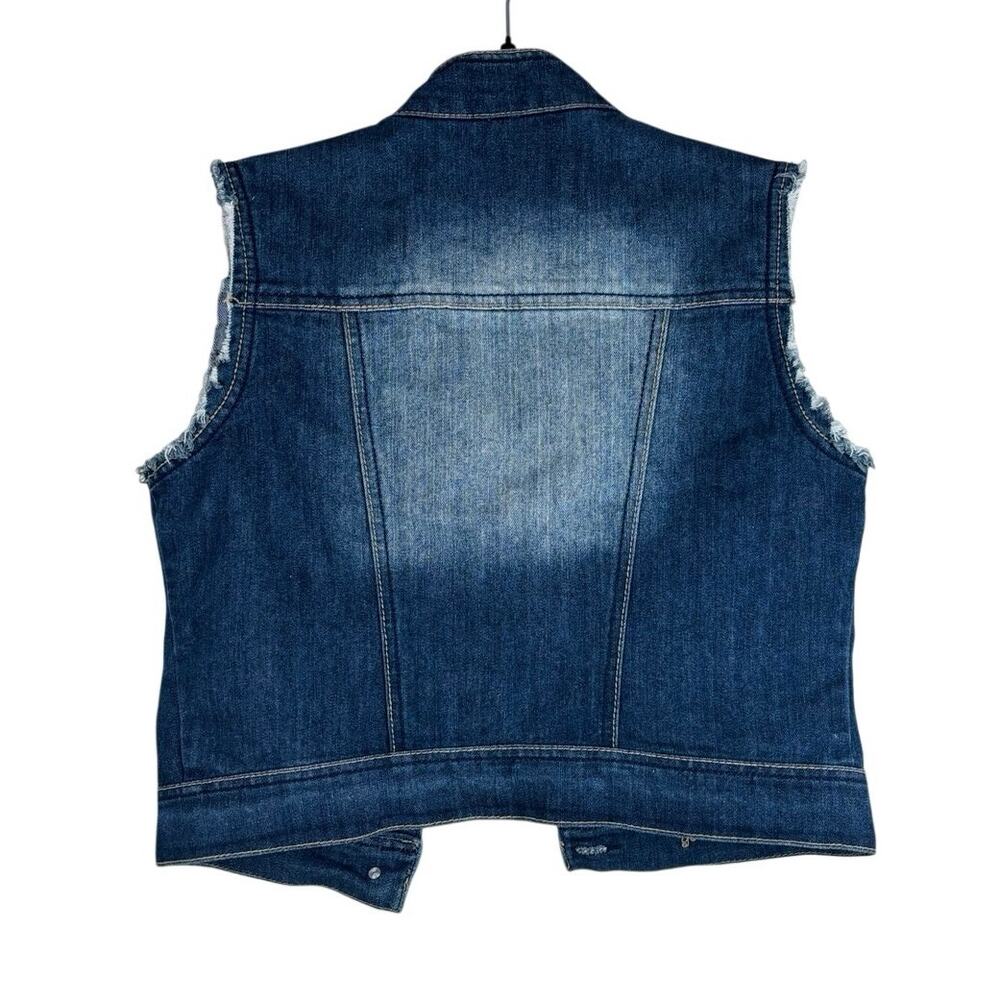 Dollhouse Y2K Denim Vest Size Small Distressed Button Front 2000s - Picture 2 of 8